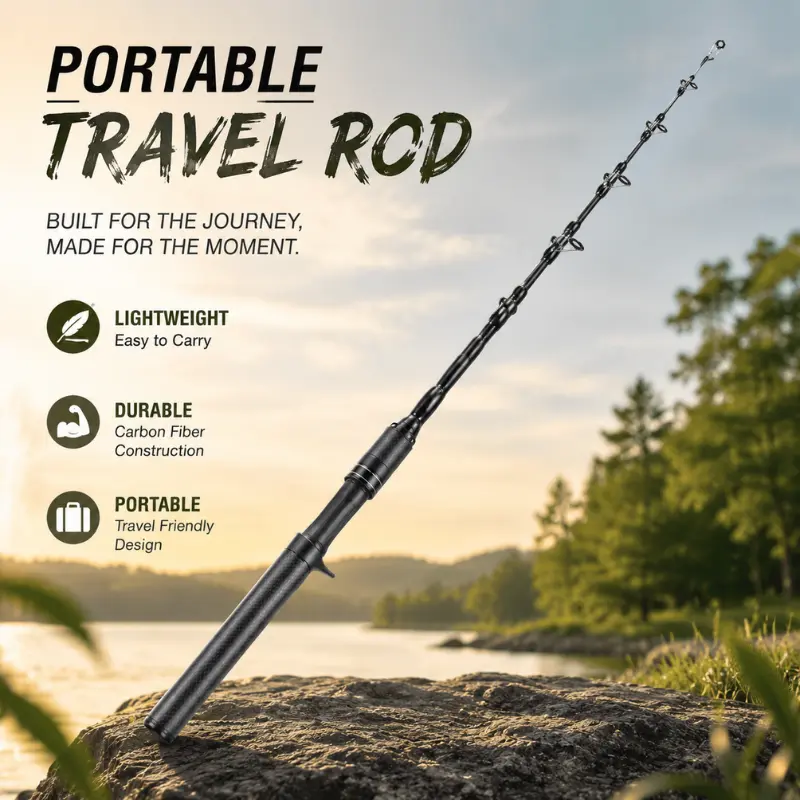 Portable Carbon Handle Telescopic Lure Rod, Medium Power (M Action), Premium Carbon Fiber Fishing Rod, Spinning/casting, 180cm/70.86inch - Suitable for Travel, Freshwater and Saltwater Fishing.