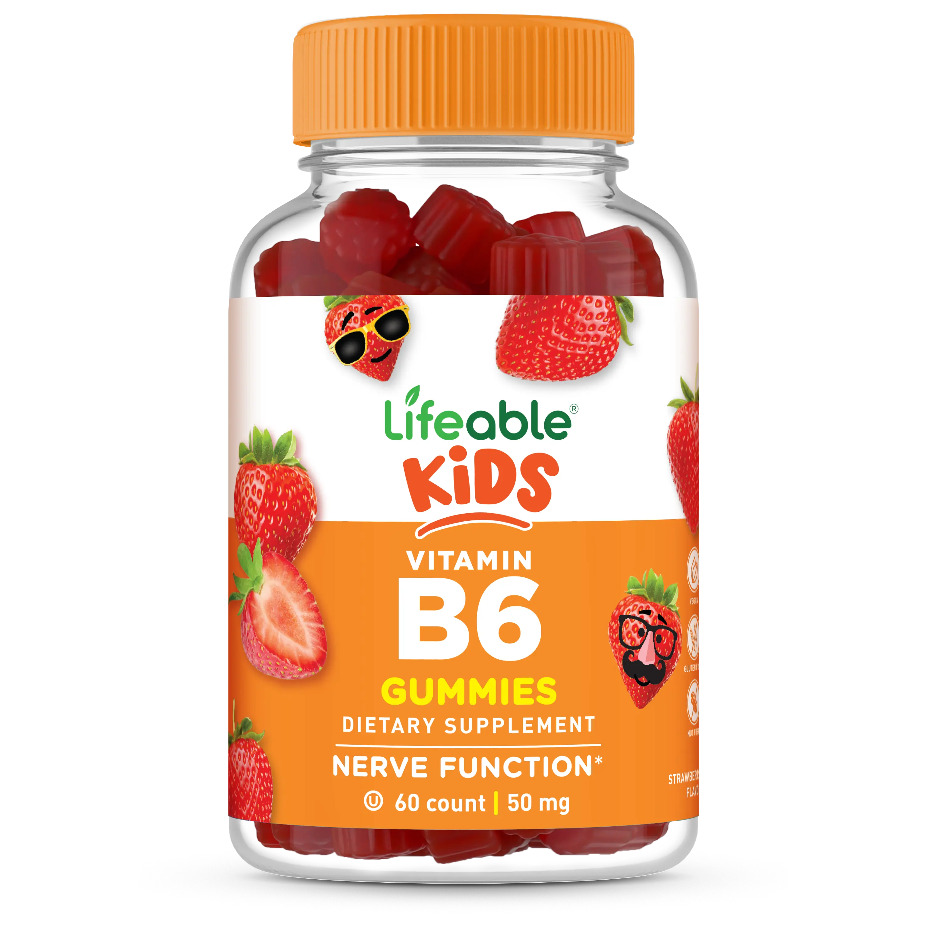 Lifeable Kids Vitamin B6 Gummies, 50mg, 60 count