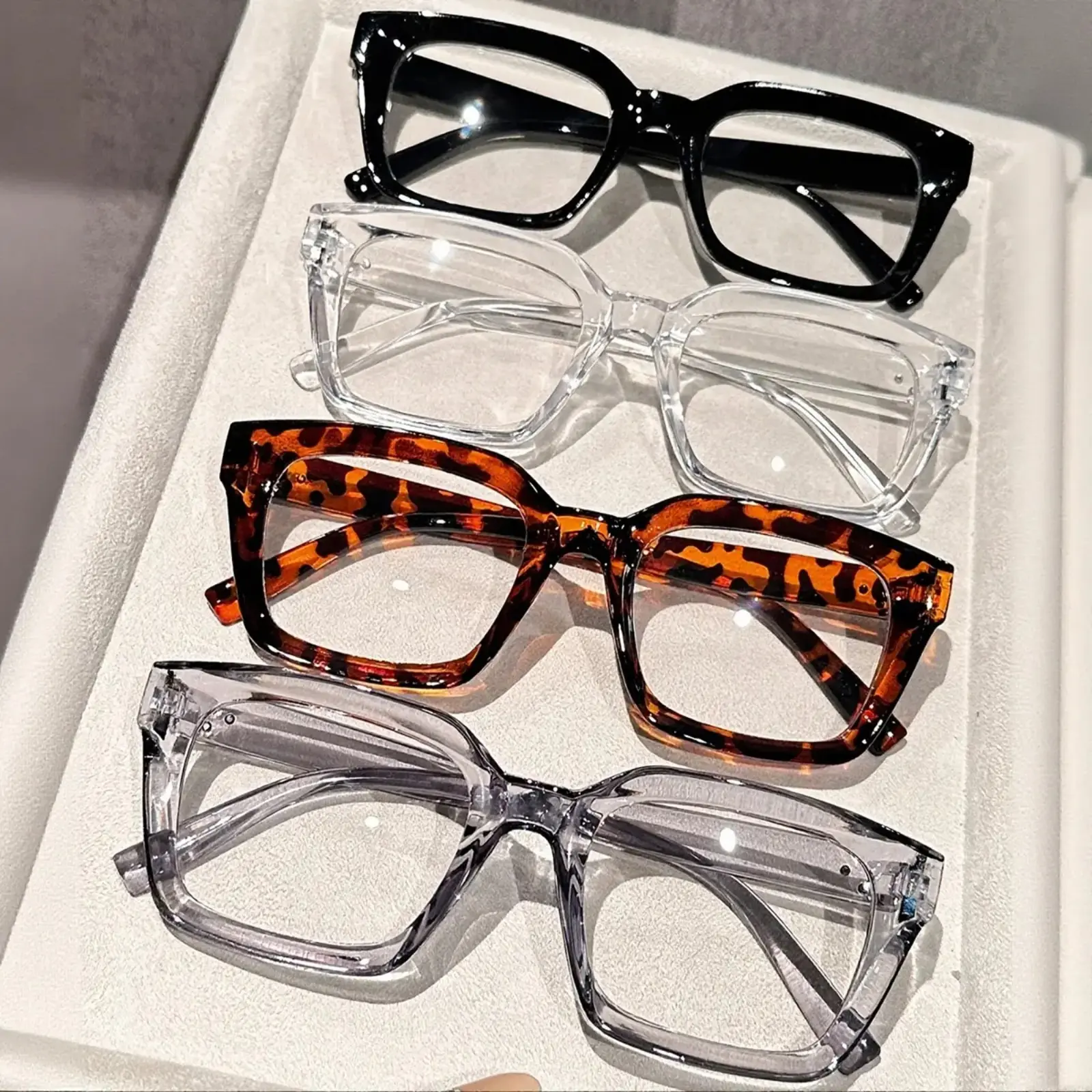 Unisex 4-Pack Casual Fashion Frames Rectangle Frames Eyeglasses - Stylish Trendy Eyewear, Trendy Casual Eyeglasses for Parties, Daily Wear, Holiday Occasions