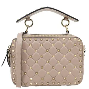 Pre-owned Valentino Leather Crossbody Bags Garavani Rockstud Spike Quilted Crossbody Bag Rose Pink