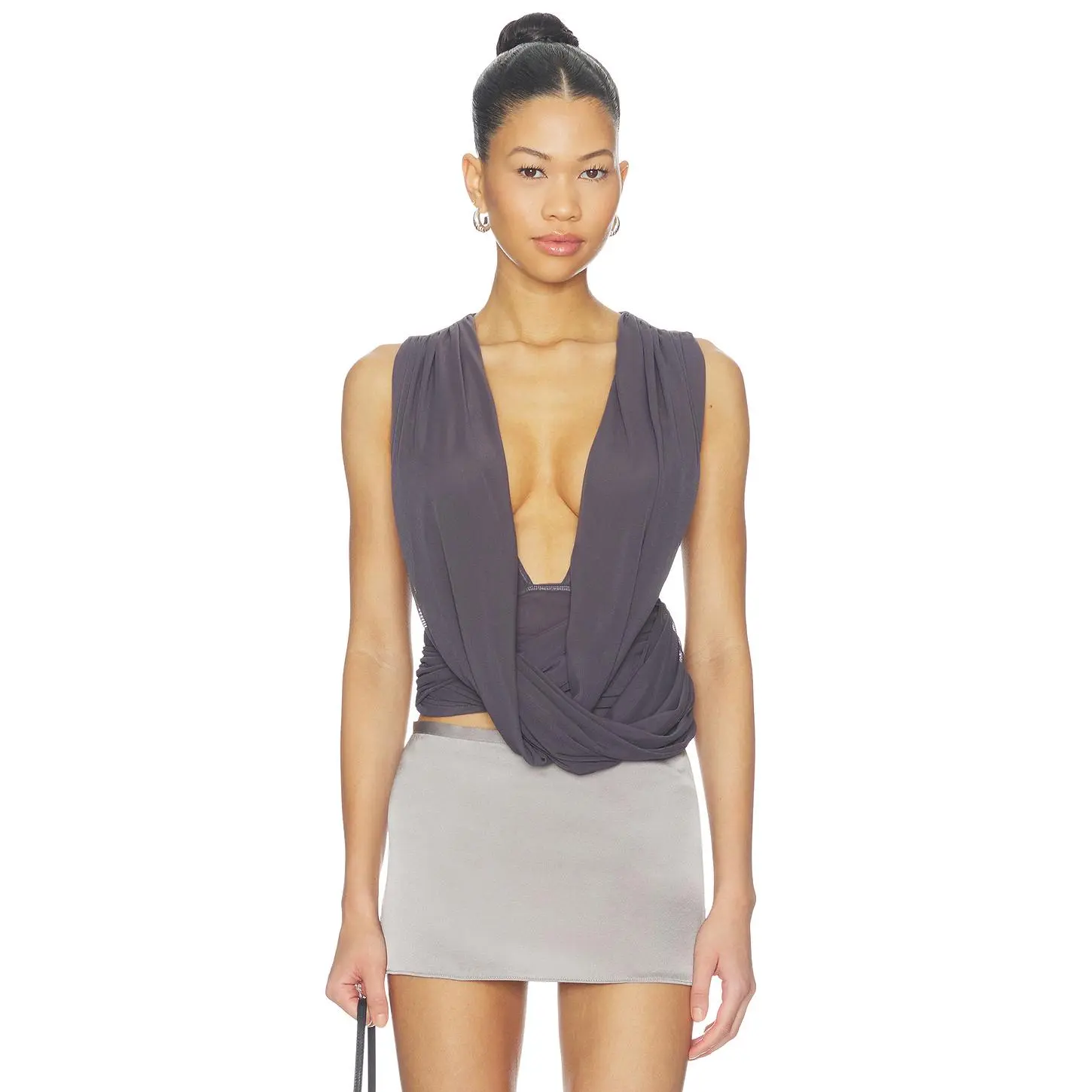 superdown Brooks Drape Top in Charcoal