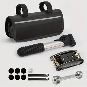 Bicycle Repair Kit with 120psi Pump 16 in 1 Tool Set & Waterproof Bag for Camping Trips - Ideal for Adult Cyclists