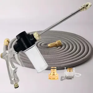 High Pressure Sprayer Extension Garden Hose Set, Durable Rubber Hose with Adjustable Nozzle, Garden Hose Kit for Outdoor Home Cleaning & Car Washing