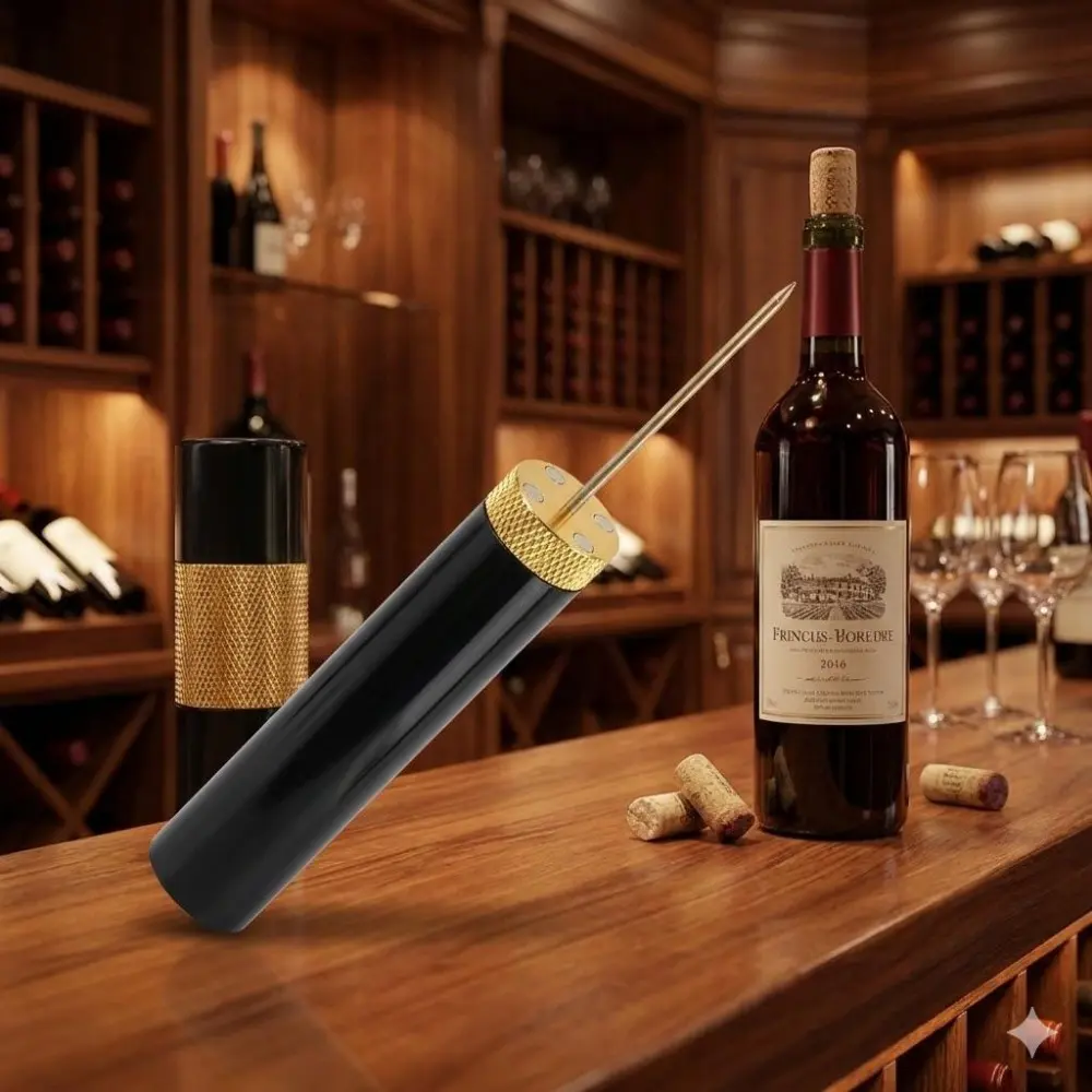 Professional Portable Pneumatic Wine Opener Kit - Stainless Steel Anti-Slip Grip, Double Action Cork Puller for Bar, Kitchen, Camping & Picnic. Effortless Quick Open Tool for Red Wine Bottles.