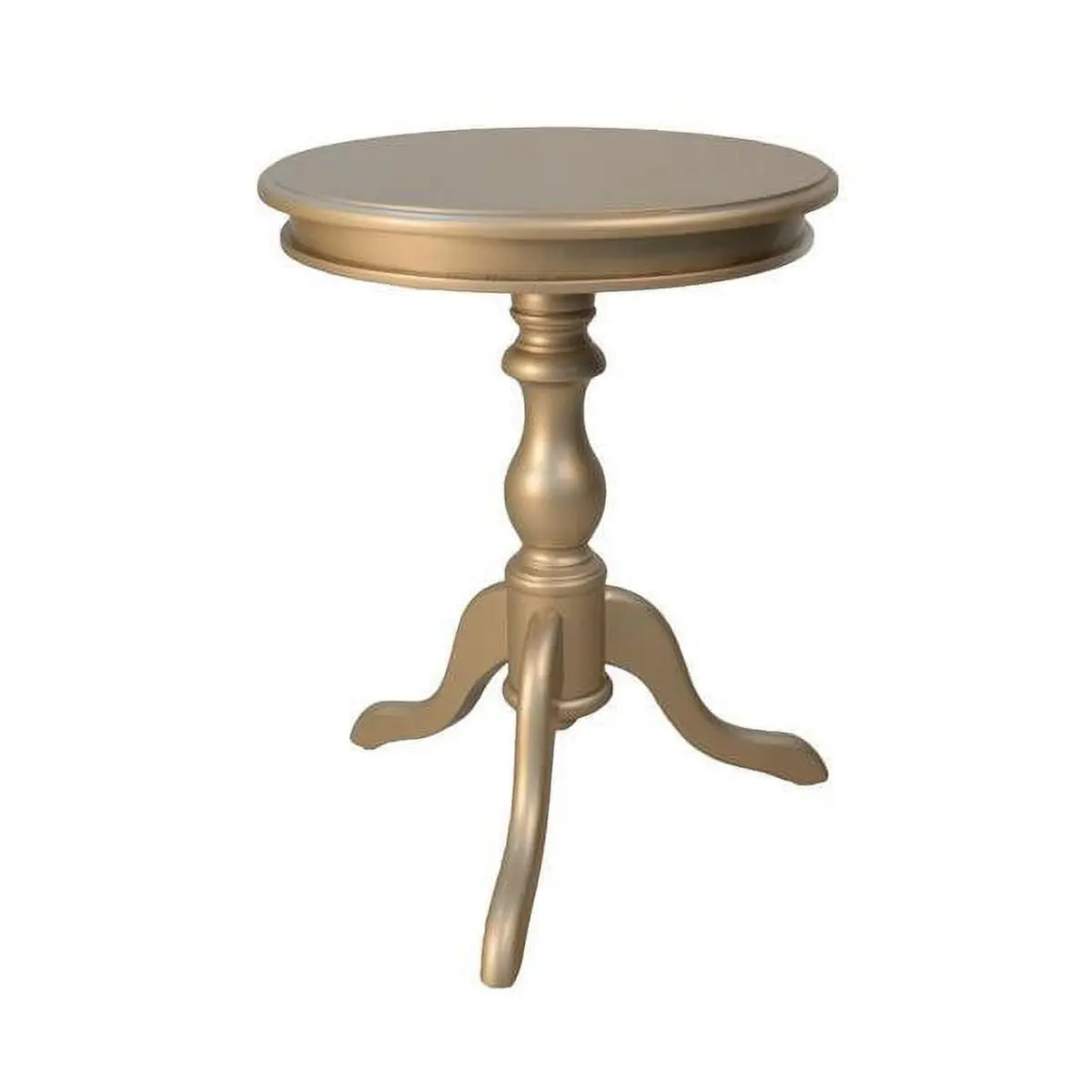 Carolina Cottage Gilda Classic Wood Blend Round Top Turned Pedestal Base Indoor Side Table - Champagne Finish, 25.25x19.5x19.5 in, Minimal Assembly Required, Versatile Styling for Any Room, Side Tables