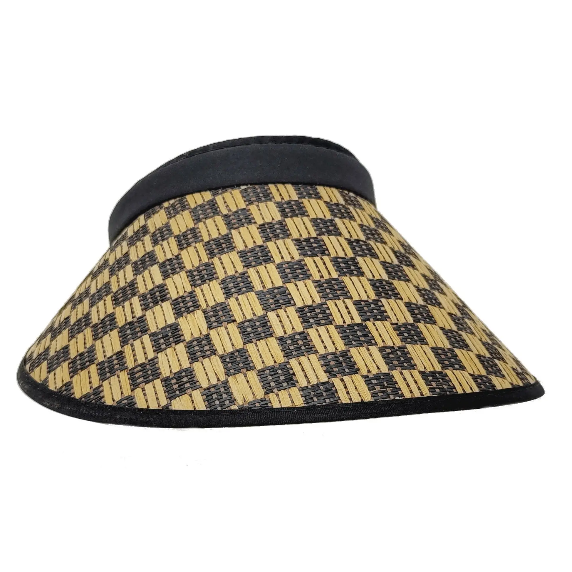 Checkered Straw Capri Sun Visors