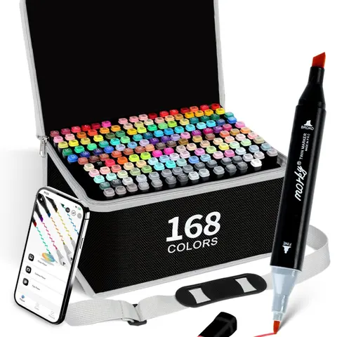 Dual Tip Alcohol Markers for Coloring - Permanent, 120/168pcs Assorted Craft Supplies, Dual Tip & Alcohol Marker Drawing & Painting Supplies, Office Stationery for Adults & Teachers (Halloween Gifts)