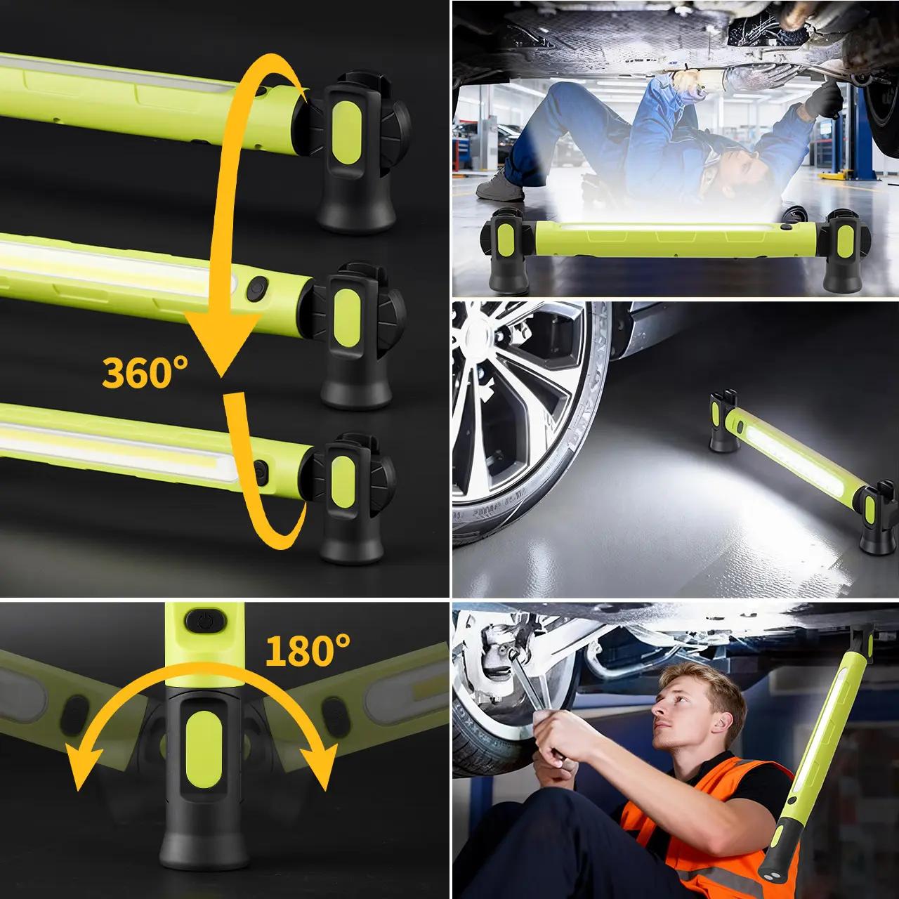 Work Light/Flashlight 3000LM, rechargeable underhood light 5200mAh with magnetic base & hanging hook, practical light for car repair/garage/construction site/power outage/emergencies, waterproof and durable LED lamp