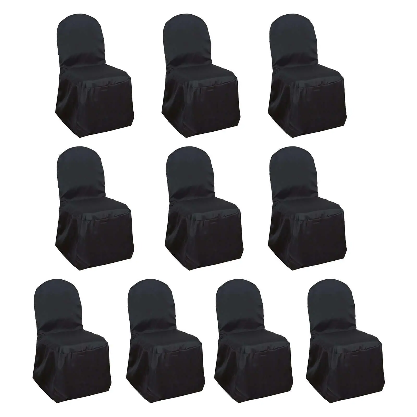 10-Pack Non-Customised Polyester Chair Covers for Banquet & Dining Chairs, Black Crown Slip-On Washable Slipcover with Stain-Resistant & Machine Wash Features, Chair Covers For Dining Chairs, Washable Chair Cover