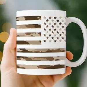 American Flag 11oz Mug - Camo Rouge Ceramic Mug - Handle Cup, Best Gift For Coffee Lovers