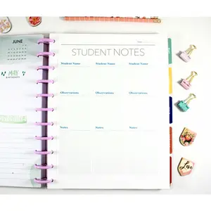 Student Notes Inserts for 11-Disc Big Happy Planner for Teachers, Teacher Planner Inserts, Pre-punched Planner Inserts, Pre-punched Teacher Inserts
