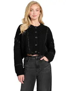 GUESS Female Kaori Wool-Blend Stitched Cardigan