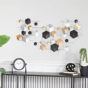 CosmoLiving by Cosmopolitan Geometric Multi Colored Metal 3D Cube Relief Home Wall Decor