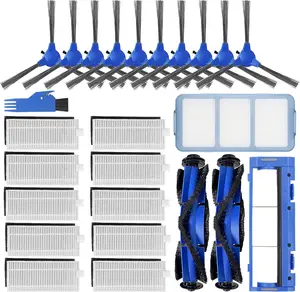 25 Pack Replacement Parts Compatible with Eufy RoboVac 11S, 25C, 15C, 30, 30C, 12, 35C, 15T Robot Vacuums, 2 Rolling Brushes, 10 Filter Sets, 10 Side Brushes, 1 Pre Filters, 1 Protector Cover