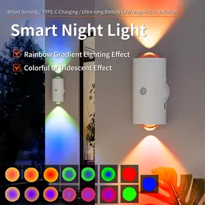 Adjustable Smart Motion Sensor Wall Light, 1-4pcs LED USB Rechargeable Night Light for Bedroom,Corridor,Home Improvement Indoor Lighting