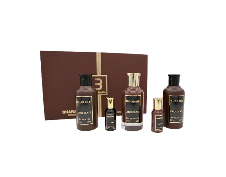 Bharara Chocolate Gift Set M ( Perfume Spray 3.4oz , BL 6.7oz , SG 6.7oz , Perfume Spray 0.3oz , Bharara Onyx 0.3oz )