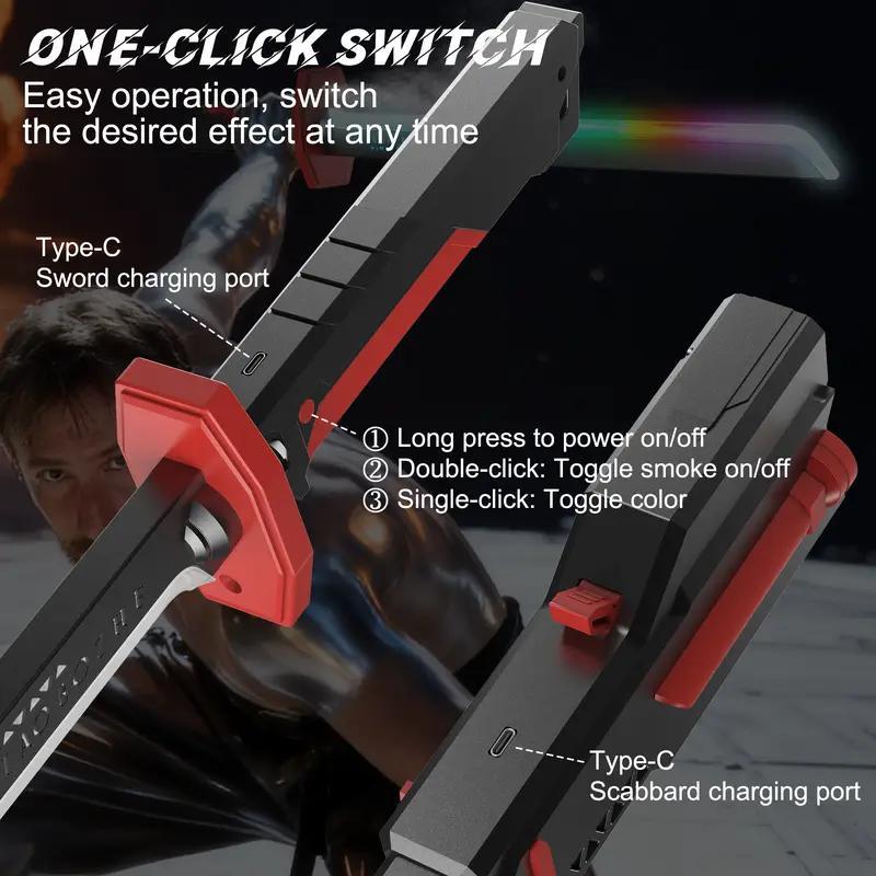 BLD LED SparkBlade Sword with Spray Effect knife Toy Cyberpunk Katana - Light-Up Propfor Cosplay, Raves & Festivals RGB Lights Durable CollectibleItem US In Stock, Valentine’s Gift Idea ,cool birthday gift,type-c rechargeable