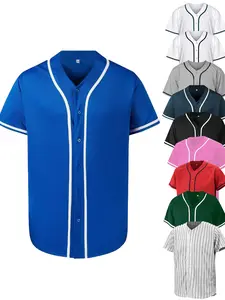 Blank Plain Baseball Jersey Unisex Short Sleeve Button Up T-Shirt Casual Streetwear Sportswear