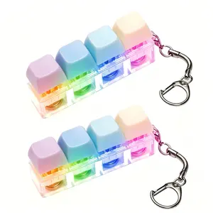 LED Macaron Keyboard Keychain Clicker Toy - 4-in-1 Multifunctional Decompression Button with LED Light, Fidget Inspired Design, Sensory Calming Tool, Stress Relief Gadget for Anxiety Relief Enthusiasts