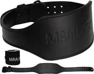 Adjustable Leather Weight lifting Belt - Heavy Duty 6 inch Back Support for powerlifting Squats & Deadlifts - Adjustable Buckle Men & Women’s Gym Workout leather Belt
