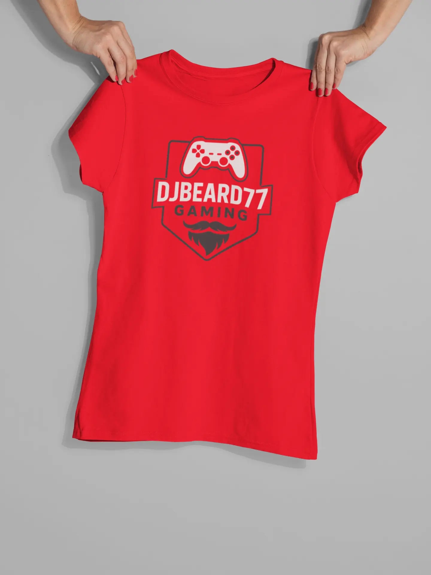 DJBeard77 Gaming Women's T-shirt Black Cotton Streetwear Tee with Exclusive Logo for Streaming & Chilling