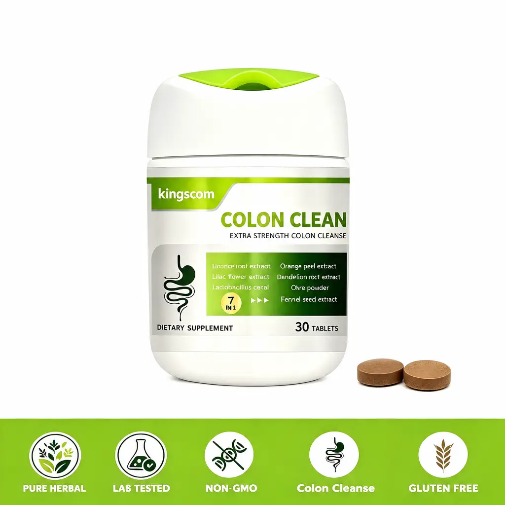 Kingscom Colon Clean Supplement 30 Tablets Natural Herbal Blend, Gentle Intestinal Support for Digestive Comfort, Balances Gut Microflora, Eases Bloating, Improves Nutrient Absorption for Men Women Daily Gut Wellness