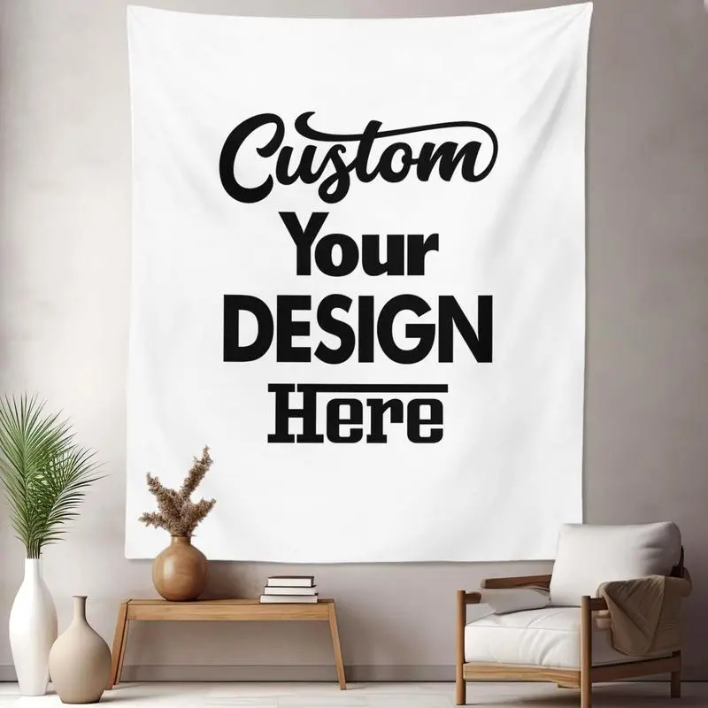 Custom Image-Upload Linen-Cotton Horizontal Artwork Print Tapestry - Lightweight Textile Home Decor, Personalized Wall Hanging, Bedroom Backdrop Banner (Textile Artwork Tapestries)