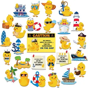27 count Duck Cruise Door  Decorations Ducky  Stickers   Funny Carnival Cruise Ship Cabin  for Door Decor  Fridge Refrigerator(Classic)