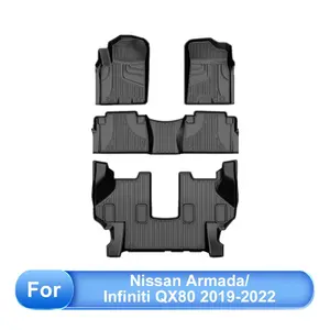 Floor mats Compatible with 2019-2024 Armada/Infiniti QX80 (7 Seats) : Custom Fit All Weather TPE Heavy Duty Car Floor Liners 2019 - 2025 Armada Accessories
