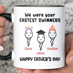 We Were Your Fastest Swimmers Mug Personalized Name Coffee Mug Gift For Fathers Day Custom Kids Names Funny Mugs For Dad