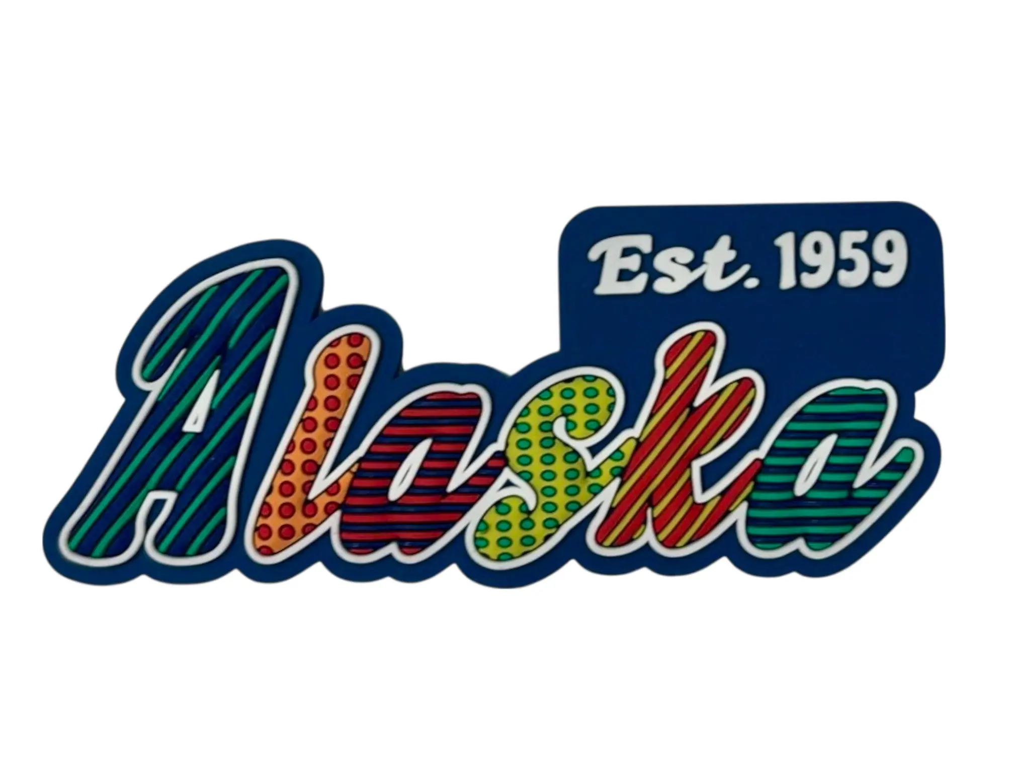 Alaska Festive Multicolor Letters Fridge Designer Magnet 3.25" x 1.25"