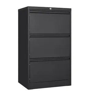 Heavy Duty Lateral File Cabinet with Lock - 3-Drawer Steel Filing Cabinet for Home Office - Secure Under Desk Organizer
