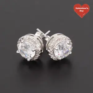 GAB ZC+3A Iceout Four-Claw stud Earrings, Fashionable Eardrop For Man,Woman