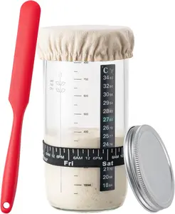 32oz Sourdough Starter Jar Kit – Large Glass Jar for Bread Making, Fermentation Supplies & Guide for Perfect Sourdough!