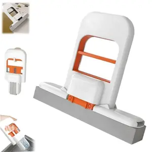 Compact Self-Squeezing Handheld Mop – Foldable Sponge Design for Easy Wet & Dry Cleaning at Home & Car (Bright Orange)