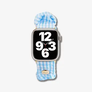Scrunchie Apple Watch® Band - Seersucker Blue Scrunchie Apple Watch® Band - Seersucker Blue