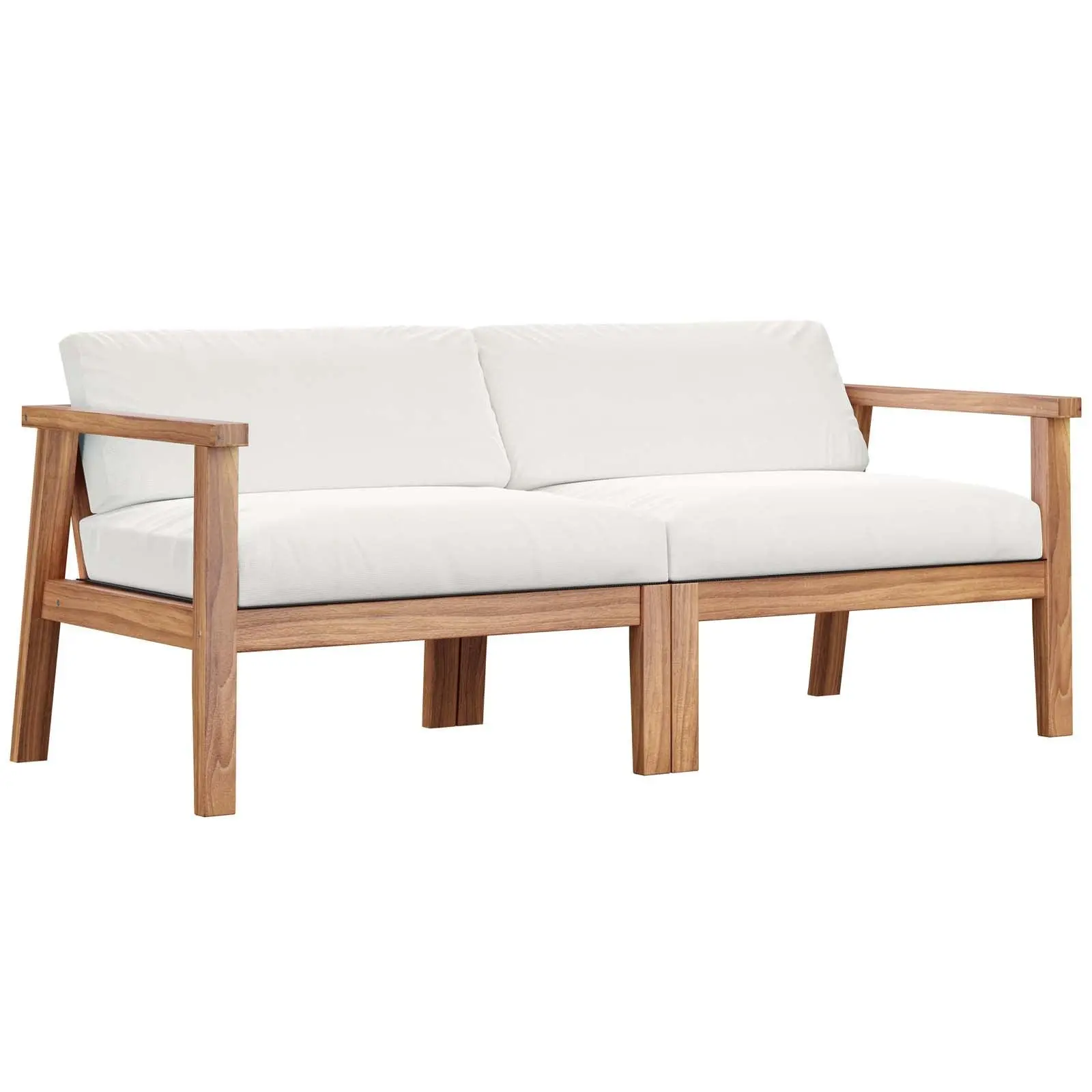 Modway Bayport Outdoor Patio Teak Wood 2-Seater Loveseat