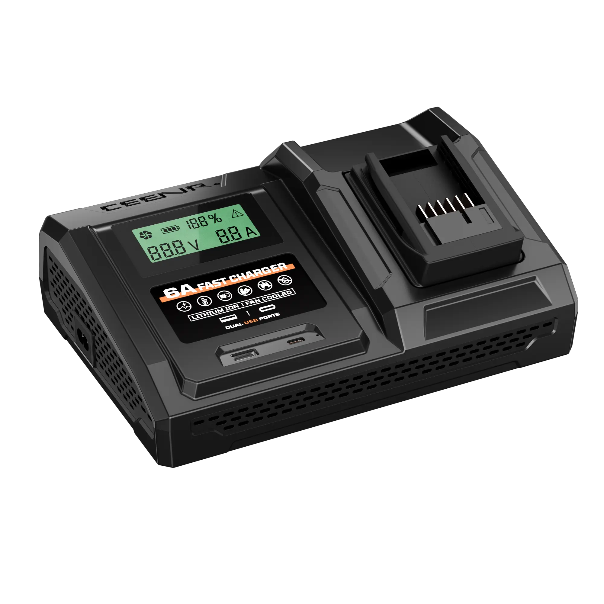 6A Fast Charger for Worx 20V Max Lithium-Ion Battery Pack, Compatible with WA3520 Power Tool Accessory