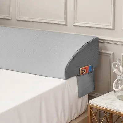 Vekkia Bed Wedge Pillow For Headboard Gap - Mattress Gap Filler, Stops Pillows Falling, With Storage Pockets (Full Size)
