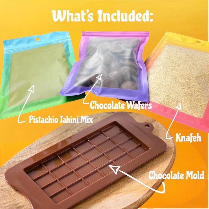 DIY Viral Dubai Pistachio Knafeh Chocolate Bar Kit With Silicone Mold included (Makes 2 Bars)