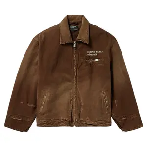 ERD Logo Distressed Work Jacket Faded Brown