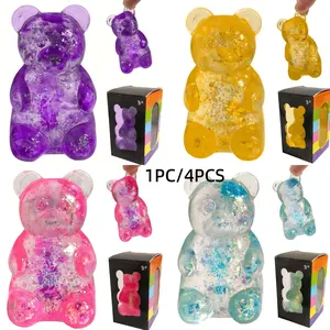Colorful Q-Press Bear Sensory Stress Relief Toy, Jelly-Like Filling, Squeeze Relaxation Toy, Birthday Gift, Gift Bag Filler