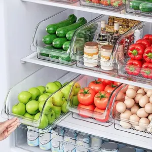 Large-capacity transparent refrigerator storage box, space-saving kitchen food cabinet organizer, easy-pull out design