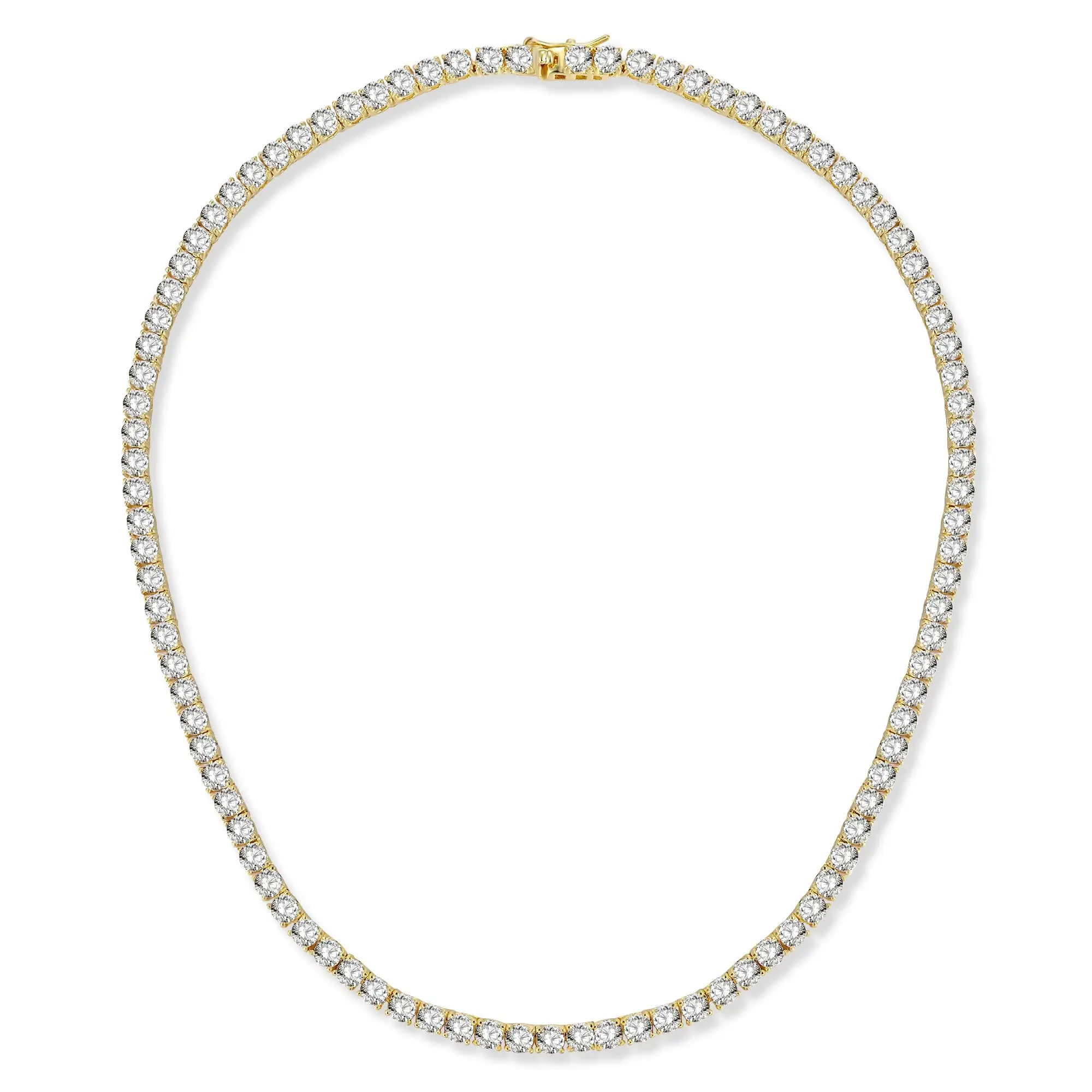 MDFUN 3–4mm CZ Tennis Necklace for Women & Men 18K White/Yellow Golden Plated Round Cubic Zirconia Tennis Chain Classic Sparkling Jewelry, 16–24 Inch Adjustable Necklace