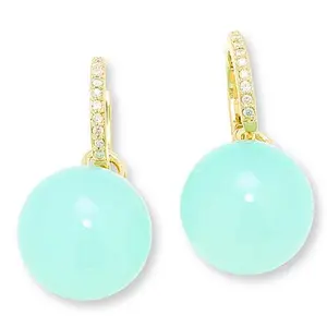 Rarities Gemstone and Diamond Gold-Plated Huggie Drop Earrings