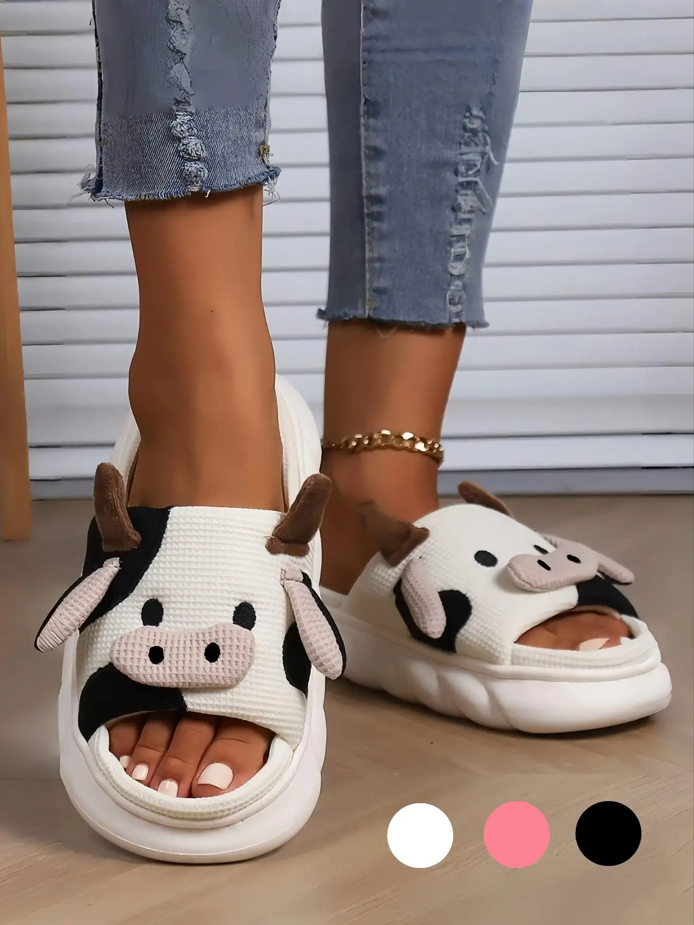1 Pair 2023 Trendy Best-selling Women's Cute Cozy Cow Slippers, Breathable & Lightweight Platform Home Slippers, Novelty Fashionable Bedroom House Sli