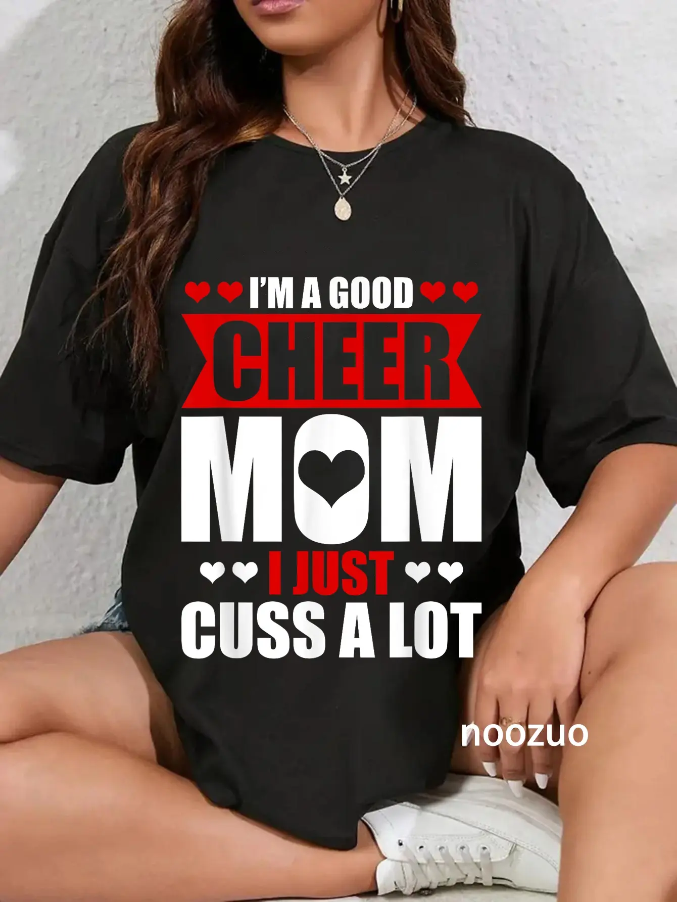 100% Cotton Cheer Mom Cheerleading Football Daugther Mother Cheer T-Shirt
