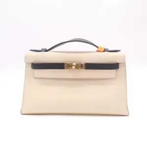 Pre-owned HERMÈS Swift Top Handle Bag Kelly Pochette Leather LDJ4851 twins