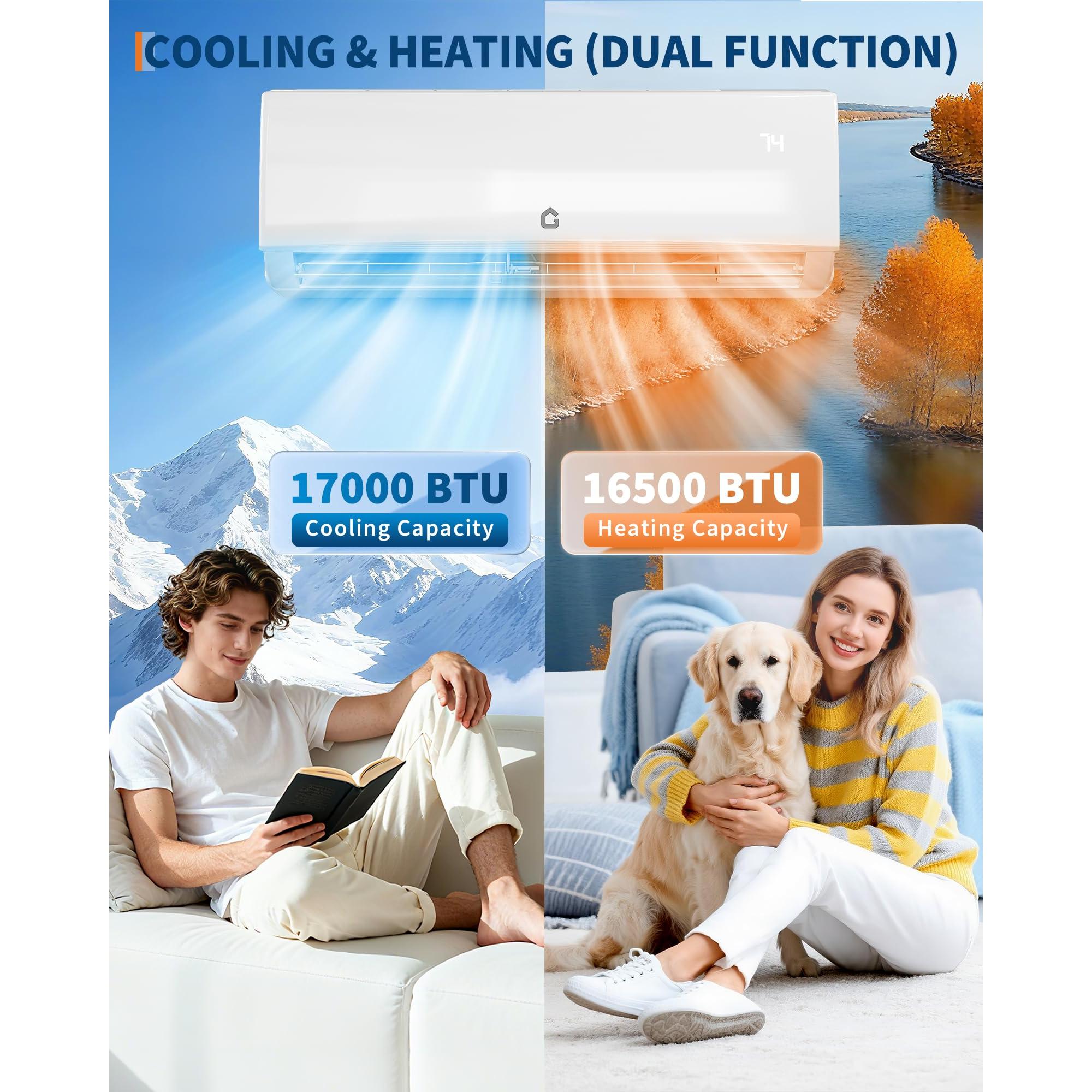 【GARVEE】11500 BTU Mini Split AC/Heating System – 115V WiFi Enabled Energy Efficient Wall-Mounted Split Air Conditioner – Cools Up to 750 Sq.Ft – Heat Pump & Installation Kit Included