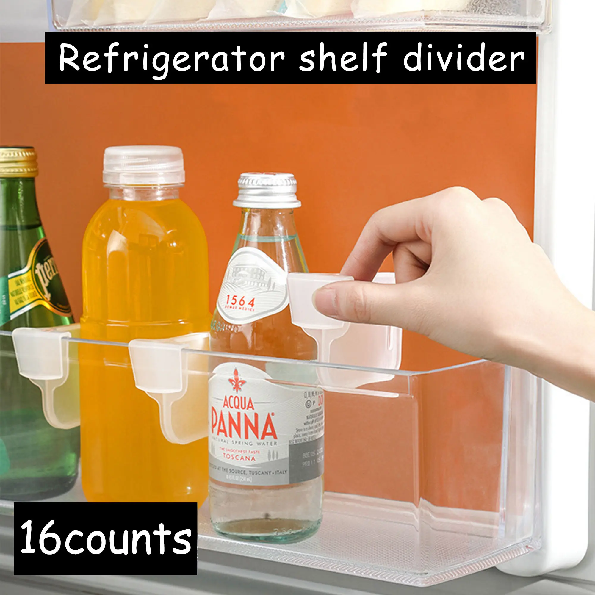 16-Count Translucent Fridge Drawer Dividers - Easy-to-Install Home Organizer with Anti-Fall Design, Classifies and Stores Small Items in Drawers, Fridges & Bathrooms